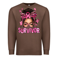 Breast Cancer Survivor Afro Messy Bun Premium Sweatshirt | Teevron