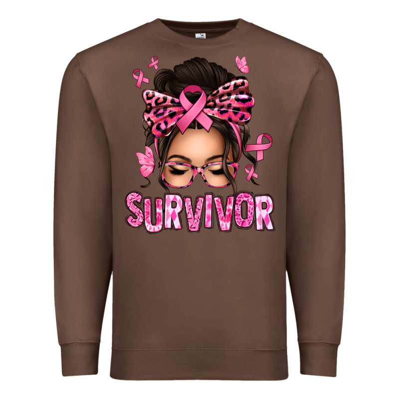 Breast Cancer Survivor Afro Messy Bun Premium Sweatshirt by texasbilliewilder | Teevron