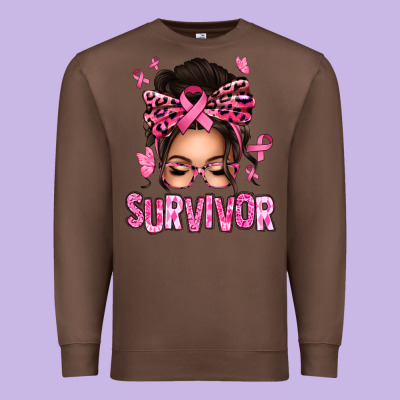 Breast Cancer Survivor Afro Messy Bun Premium Sweatshirt Designed By Texasbilliewilder