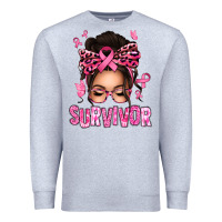 Heather Grey breast cancer survivor afro messy bun Premium Sweatshirt - texasbilliewilder