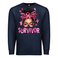 Navy breast cancer survivor afro messy bun Premium Sweatshirt - texasbilliewilder