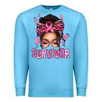 Ocean Blue breast cancer survivor afro messy bun Premium Sweatshirt - texasbilliewilder