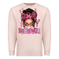 Pale Pink breast cancer survivor afro messy bun Premium Sweatshirt - texasbilliewilder