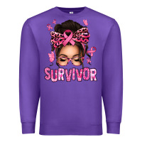 Purple breast cancer survivor afro messy bun Premium Sweatshirt - texasbilliewilder