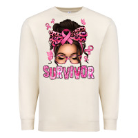 Sandshell breast cancer survivor afro messy bun Premium Sweatshirt - texasbilliewilder