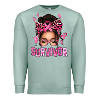 Seafoam breast cancer survivor afro messy bun Premium Sweatshirt - texasbilliewilder