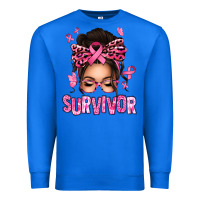 True Royal breast cancer survivor afro messy bun Premium Sweatshirt - texasbilliewilder