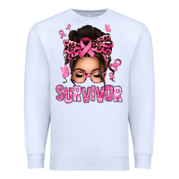 White breast cancer survivor afro messy bun Premium Sweatshirt - texasbilliewilder
