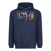 Navy my favorite people call me teacher Heavyweight Hoodie - texasbilliewilder