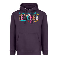 Plum my favorite people call me teacher Heavyweight Hoodie - texasbilliewilder