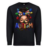 Black autism mom afro messy bun Premium Sweatshirt - texasbilliewilder