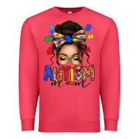 Cardinal autism mom afro messy bun Premium Sweatshirt - texasbilliewilder