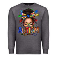 Charcoal Heather autism mom afro messy bun Premium Sweatshirt - texasbilliewilder