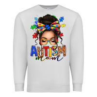Dove Grey autism mom afro messy bun Premium Sweatshirt - texasbilliewilder