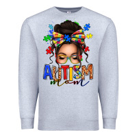 Heather Grey autism mom afro messy bun Premium Sweatshirt - texasbilliewilder