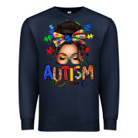 Navy autism mom afro messy bun Premium Sweatshirt - texasbilliewilder