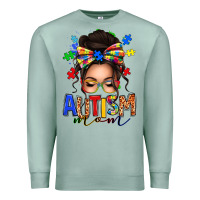 Seafoam autism mom afro messy bun Premium Sweatshirt - texasbilliewilder