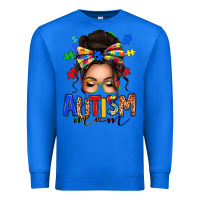 True Royal autism mom afro messy bun Premium Sweatshirt - texasbilliewilder