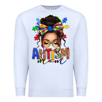 White autism mom afro messy bun Premium Sweatshirt - texasbilliewilder