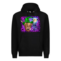 Black highland cow halloween Premium Hoodie - JahusDesignShop