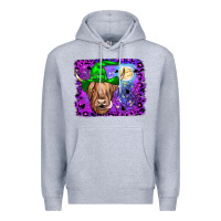Heather Grey highland cow halloween Premium Hoodie - JahusDesignShop