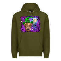 Army Green highland cow halloween Premium Hoodie - JahusDesignShop
