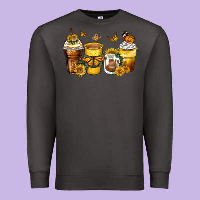 Butterfly Coffee Cups Premium Sweatshirt Designed By Zillion Design Studio