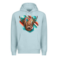 Blue Mist highland cow serape Premium Hoodie - JahusDesignShop