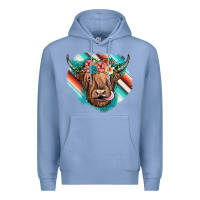 Colony Blue highland cow serape Premium Hoodie - JahusDesignShop