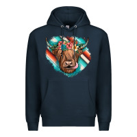 Navy highland cow serape Premium Hoodie - JahusDesignShop
