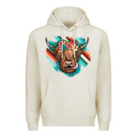 Oatmeal Heather highland cow serape Premium Hoodie - JahusDesignShop