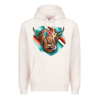 Pale Pink highland cow serape Premium Hoodie - JahusDesignShop