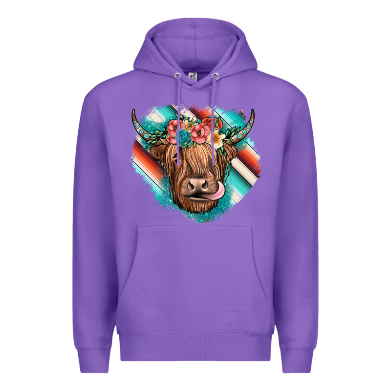 Highland Cow Serape Premium Hoodie by JahusDesignShop | Teevron