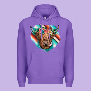 Highland Cow Serape Premium Hoodie Designed By Jahusdesignshop