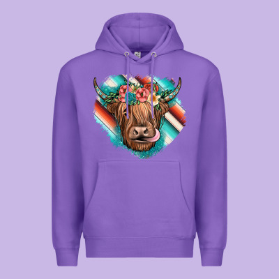 Highland Cow Serape Premium Hoodie Designed By Jahusdesignshop
