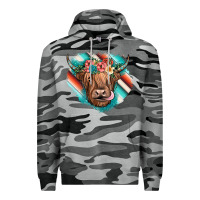 Slate Camo highland cow serape Premium Hoodie - JahusDesignShop