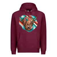 Burgundy highland cow serape Premium Hoodie - JahusDesignShop