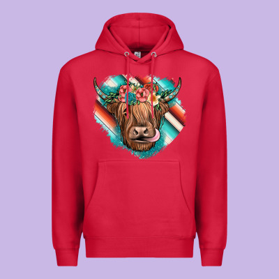 Highland Cow Serape Premium Hoodie Designed By Jahusdesignshop
