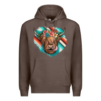 Coffee highland cow serape Premium Hoodie - JahusDesignShop