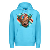 Ocean Blue highland cow serape Premium Hoodie - JahusDesignShop