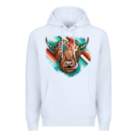White highland cow serape Premium Hoodie - JahusDesignShop