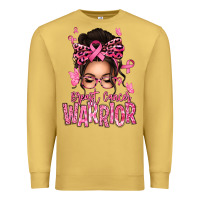 Antique Gold brest cancer warrior afro messy bun Premium Sweatshirt - texasbilliewilder