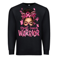 Brest Cancer Warrior Afro Messy Bun Premium Sweatshirt | Teevron