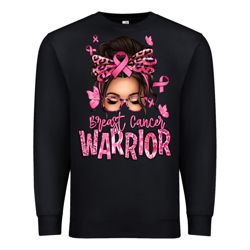 Brest Cancer Warrior Afro Messy Bun Premium Sweatshirt by texasbilliewilder | Teevron