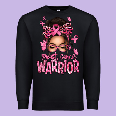 Brest Cancer Warrior Afro Messy Bun Premium Sweatshirt Designed By Texasbilliewilder