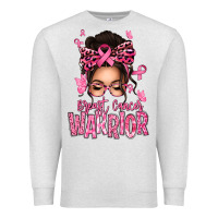 Oatmeal Heather brest cancer warrior afro messy bun Premium Sweatshirt - texasbilliewilder