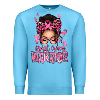 Ocean Blue brest cancer warrior afro messy bun Premium Sweatshirt - texasbilliewilder