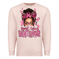 Pale Pink brest cancer warrior afro messy bun Premium Sweatshirt - texasbilliewilder