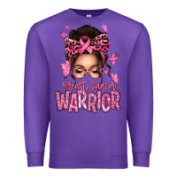 Purple brest cancer warrior afro messy bun Premium Sweatshirt - texasbilliewilder