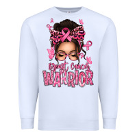 White brest cancer warrior afro messy bun Premium Sweatshirt - texasbilliewilder